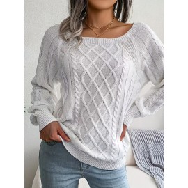 Women's Winter Warm Round Neck Sweater - Soft Casual H-Line Pullover with Drop Shoulder Long Sleeves, Solid Color Blouses-Under Easily Machine Washable Sweaters for Daily Wear (No Bulk to Worry About)