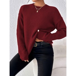 Women'S Crew Neck Pullover Sweater