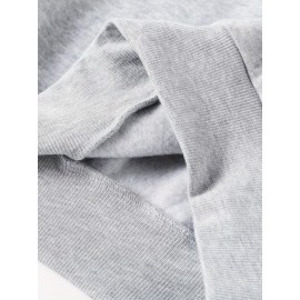 1pc Women'S Casual Crew Neck Sweatshirt, Christmas Vibes Sweatshirt Alphabet Pattern Long Sleeve Pullover For Autumn/ Winter, Grey Sweatshirt