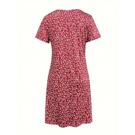 Women's Floral Print Casual Vacation Dress - Sleeveless Round Neck Mid-Length Flared Skirt, Relaxed Fit Machine-Washable All-Season Blue & White Dress for Beach Outings & Summer Strolls, Beach Dresses, Summer Fashion, Mediumstretch Fabric, Spring Outfit, Breathable Material, Spring Wardrobe