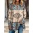 Women'S Southwest-Style Geometric Print Long-Sleeve Top - Elastic V-Neck Casual Shirt, Machine Washable Translucent Fabric with Turquoise/Orange/Black/Beige/White/Gray Patterns, Resort Wear & Everyday Elegant Blouse for Fall Winter Layering, Southwestern Bohemian Style Clothing, Regular Fit with Intricate Geometric Design, Stretchy Material for Comfort, Spring/Summer Wear, Pullover Style with Long Sleeves, Women Top And Blouse, V Neck T Shirt For Women, Fall Shirt For Women, White Top