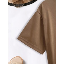 Women's Turquoise Blue Short Sleeve T-Shirt - Soft Pure Round Neck Top with Chicken Print (Hens & Bow Tie Design) - Casual & Party Wear for Spring Summer Fall - Comfortable Colors Everyday Blouse