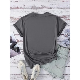 Local delivery - One piece Women's printed T-shirt -100% casual round neck short sleeved top with rugby elements, breathable and comfortable, suitable for match days, parties and daily wear, machine washable, all season casual clothing - perfect for