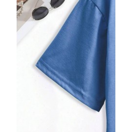 Local delivery - One piece Women's printed T-shirt -100% casual round neck short sleeved top with rugby elements, breathable and comfortable, suitable for match days, parties and daily wear, machine washable, all season casual clothing - perfect for