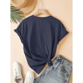 [Vibrant Graphic Tee] Vibrant Purple Women's Casual Short-Sleeve T-Shirt with Bold 867 FIVE 309 Graphic Print | Round Neck Top, Sporty Comfort Fit, Machine Washable Spring Summer Tee, Ladies T Shirts, Casual Attire, Soft Fabric