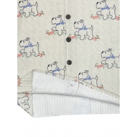 [Constructi] Plus Size Women's Elegant Dog Print Cardigan | Cozy Fall/Winter Sweater, Soft & Pug Pattern, Button Front, Long Sleeve, Round Neck, All-Over Dog Design, Casual Wear | Playful Dog Design