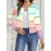 Plus Size - Plus Size Women'S Elegant Pastel Short Cardigan - Soft Pastel Pink, Mint Green, Lavender, Yellow, Brown & Golden Horizontal Striped Sweater with & Patterns, Long Sleeve Open Front Design, Machine Washable Cozy Fall Winter Layering Piece