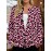 Plus Size - Women'S Plus Size Christmas Leopard Print Cardigan Sweater - Soft Button-Front Closure Coat with Round Neck & Long Sleeves, Pink & All-Over Pattern, Cozy Winter Outerwear for Holiday Parties, Casual Outfits - Ideal Christmas Gift for Wom