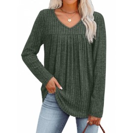Women's 3pcs V-Neck Sweater Set - Lightweight Layering Shirts with  (No Bulk), Beige/Olive /Black Solid Color Tops | Machine Washable All-Season Blouses for Casual & Semi-Formal Outfits, 95% /5% Spandex Wear