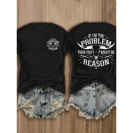 Fashion Letter Anime Print Women's Round Neck Pure T-Shirt, Simple Design Comfortable Breathability for Casual Wear Versatile Natural Style Summer Party Essential Local Shipping, Japanese Style Clothes Women